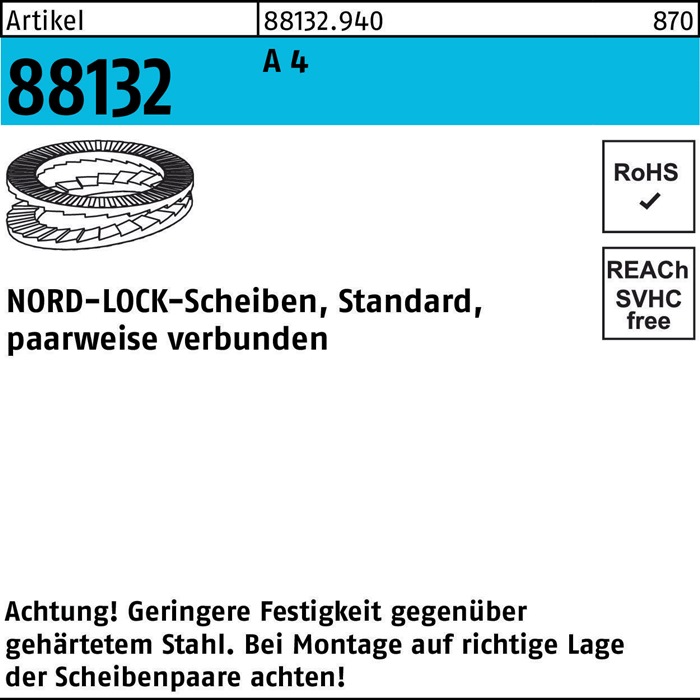 NORD-LOCK Unterlegscheibe R 88132 geklebt NL 4 SS A 4