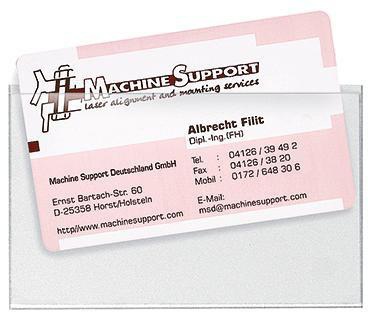 VELOFLEX Visitenkartentasche VELOCOLL® Dicke der Folie Vorderseite: 0,14mm Dicke der Folie Rückseite: 0,10mm oben offen selbstklebend Polypropylen glasklar 100