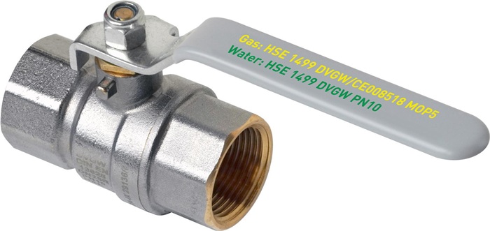 HS Kugelhahn UNIDUO 1499 2x IG, mit Stahlhebel, grau 1/4Z 2x IG, mit Stahlhebel, grau