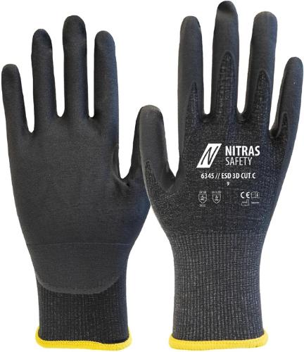 NITRAS Schnittschutzhandschuhe ESD 3D CUT C Größe 10 anthrazit/schwarz EN 388 PSA-Kategorie II