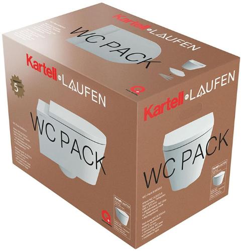 LAUFEN Wand-WC Pack KARTELL spülrandlos, Tiefspüler weiß LCC verdeckte Befestigung