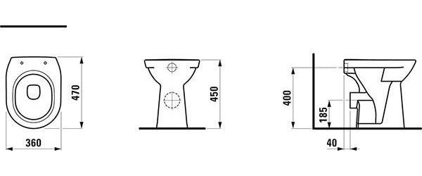 LAUFEN Stand-WC PRO Tiefspüler, 6 Liter weiß Tiefspüler, 6 l, erhöht, Abgang waagerec