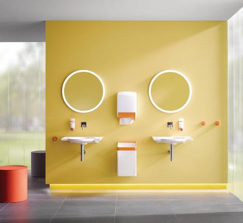 HEWI Papierhandtuchkorb SERIE 477 Lochblech schwarz signalweiß Lochblech schwarz signalweiß