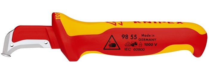 KNIPEX Abmantelungsmesser L.155mm VDE Radius 23,5mm isolierender 2Komponenten-Griff 1000V-isoliert