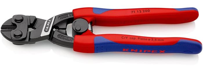 KNIPEX Kompaktbolzenschneider DIN ISO 5743 L.200mm Form 1 gerade m.ffnungsfeder schwarz atram. schlanke 2Komp.-Hllen CoBolt f.Pianodraht 3,6mm