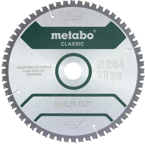 metabo Kreissägeblatt multi cut cut classic D254x2,6/1,8xBohrung30mm Zähnezahl 60 FZ/TZ Zahnstellung 5Grad negativ