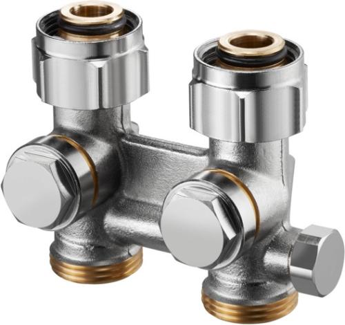 Oventrop Absperrverschraubung ZBU Multiflex F 3/4Zoll ÜM x 3/4Zoll AG Messing vernickelt
