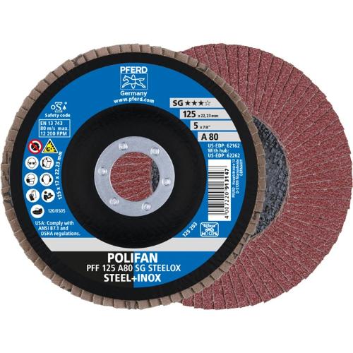 PFERD Fächerscheibe POLIFAN A SG STEELOX Ø 125 mm Körnung 80 flach INOX Normalkorund