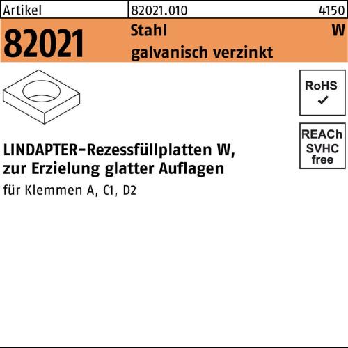 Lindapter Rezessfüllplatte R 82021 Form W W 10 / 5,5 Stahl galvanisch verzinkt