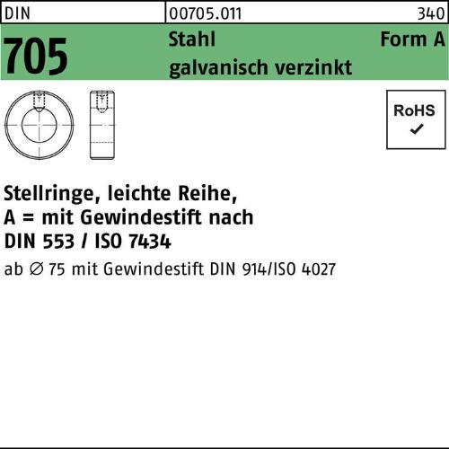 Reyher Stellring DIN 705 m.Gewindestift A 50 x 80 x 18 Stahl galvanisch verzinkt leichte Reihe