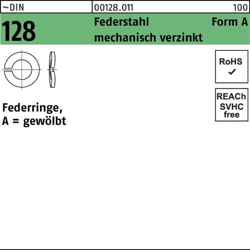 Reyher Federring DIN 128 A 10 Federstahl mechanisch verzinkt