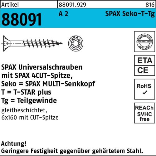 SPAX Schraube R 88091 Senkkopf T-STAR TG 4,5x 60/37-T20 A 2