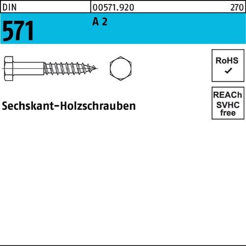 Reyher Sechskantholzschraube DIN 571 5 x 70 A 2