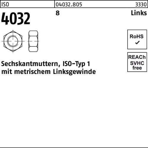 BUFAB Sechskantmutter ISO 4032 links M 16 -LH 8