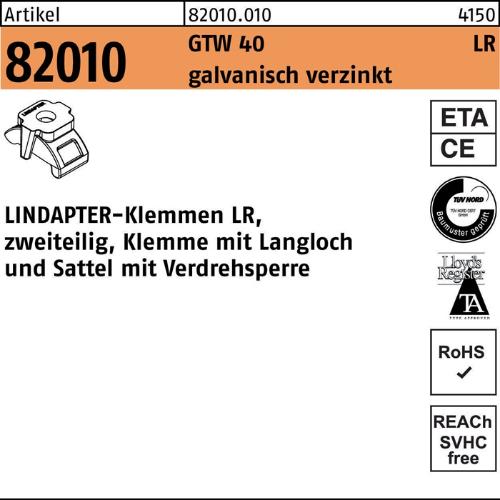 Lindapter Klemme R 82010 GTW 40 LR M 12 / 3 - 12 galvanisch verzinkt