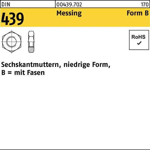 Reyher Sechskantmutter DIN 439 Form B BM 3 Messing