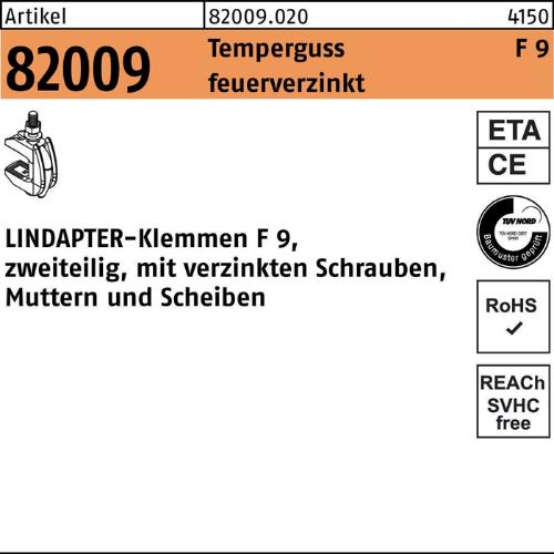 Lindapter Klemme R 82009 GTW 40 F 9 M 24 / 45 - 95 Temperguss feuerverzinkt