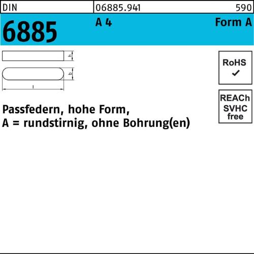 Reyher Passfeder DIN 6885 Form A rundstirnig/o.Bohrung A 4 x 4 x 16 A 4