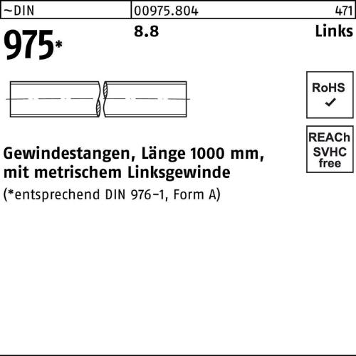 Reyher Gewindestange DIN 975 links M 16 -LH x 1000mm 8.8