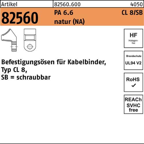 HellermannTyton Befestigungsösen R 82560 f.Kabelb. Typ CL8/SB 8 Polyamid 6.6 natur