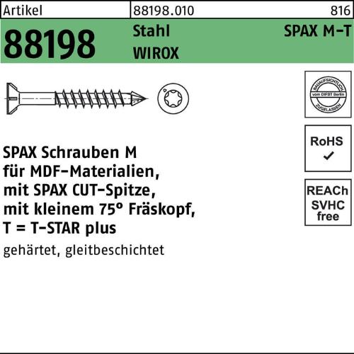SPAX Schraube R 88198 Seko T-STAR 4,5 x 45/30-T20 Stahl galvanisch verzinkt WIROX