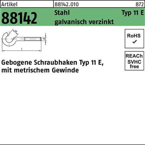 Reyher Schraubhaken R 88142 Typ 11 E gebogen M 4 x 40 D 16 Stahl galvanisch verzinkt