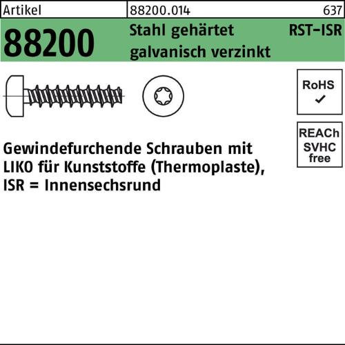 Reyher Gewindefurchendeschraube R 88200 Liko ISR 2,5 x 12 -T8 Stahl gehärtet galvanisch verzinkt