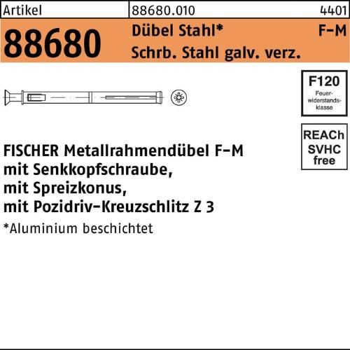 fischer Metallrahmendübel R 88680 F 10 M 182 Schraube Stahl galv. verz./Dübel Stahl