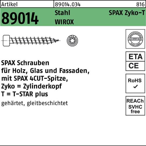 SPAX Zylinderkopfschraube R 89014 T-STAR 6 x 120 -T30 Stahl WIROX