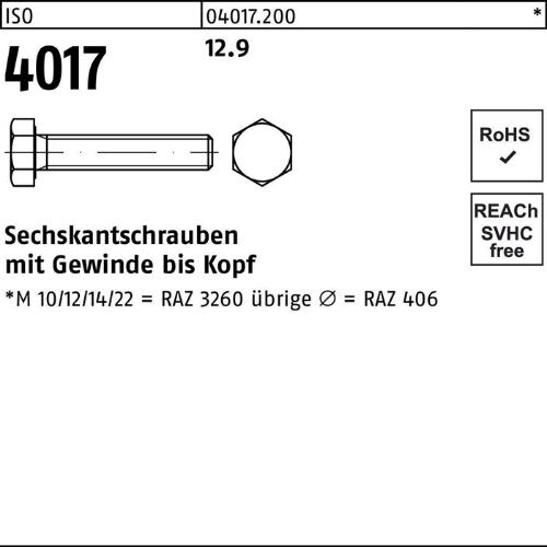 BUFAB Sechskantschraube ISO 4017 VG M 20 x 40 12.9