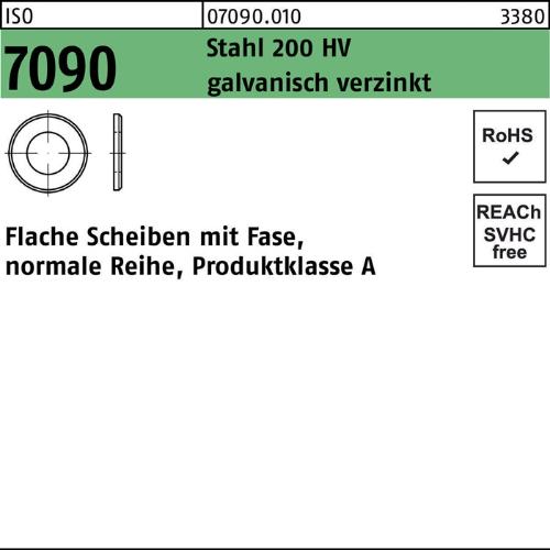 Reyher Unterlegscheibe ISO 7090 m.Fase 4 Stahl 200 HV galvanisch verzinkt