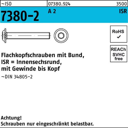 Reyher Flachkopfschraube ISO 7380-2 m.Bund/Innensechsrund VG M 6 x 10 -T30 A 2