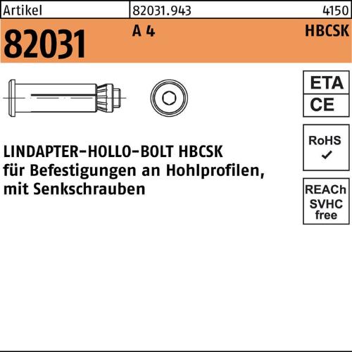 Lindapter Hohlraumdübel R 82031 m.Senkschraube HBCSK 16-1 ( 70/29) A 4