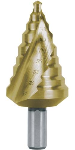RUKO Stufenbohrer Bohrbereich 6,0 - 32,0 mm HSS TiN spiralgenutet Schneidenanzahl 2 Stufenanzahl 9