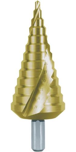 RUKO Stufenbohrer Bohrbereich 4,0 - 39,0 mm HSS TiN spiralgenutet Schneidenanzahl 2 Stufenanzahl 13