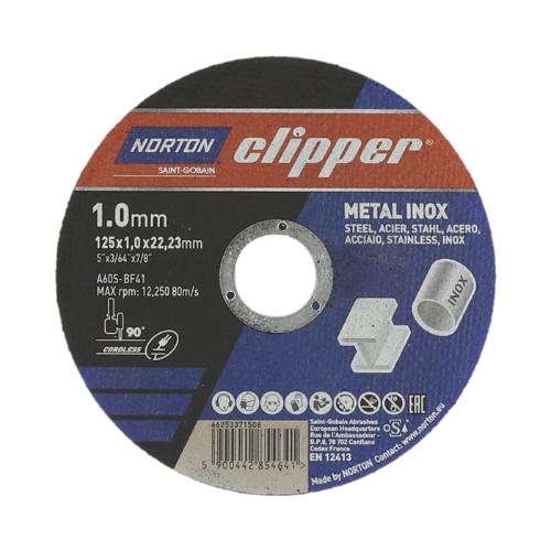 NORTON CLIPPER Trennscheibe D125x1,0mm Typ 41 Metall-Inox Metall-Inox 12250 min-1 Bohrung 22,23 mm