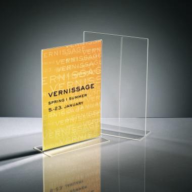 sigel Tischaufsteller gerade 21 x 30 x 8,5 cm (B x H x T) DIN A4 beidseitig verwendbar Beschriftungsschild auswechselbar Acryl glasklar