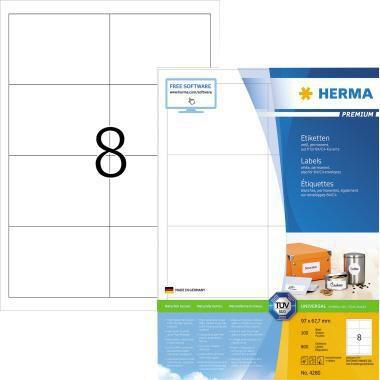 HERMA Universaletikett PREMIUM 97 x 67,7 mm (B x H) nicht wieder ablösbar Papier weiß 800 Etik./Pack.