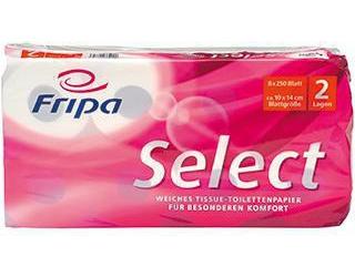 FRIPA Toilettenpapier Select 2-lagig 100 % Zellstoff hochweiß 250 Bl./Rl. 8 Rl./Pack.