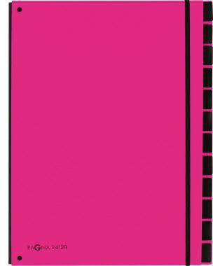 PAGNA Pultordner TREND DIN A4 blanko Karton Polypropylenfolie kaschiert dunkelrosa 12 Fächer