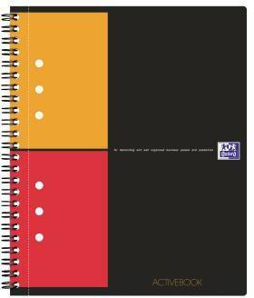Oxford Collegeblock International Activebook DIN A5+ kariert Polypropylen grau/orange/rot 80 Bl.
