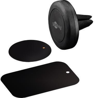 Goobay Kfz-Halterung ® Smartphones Tablets 45 x 34 mm (D. x T) zur Befestigung an: Lüftungsgitter inkl. 2 Magnetplatten schwarz
