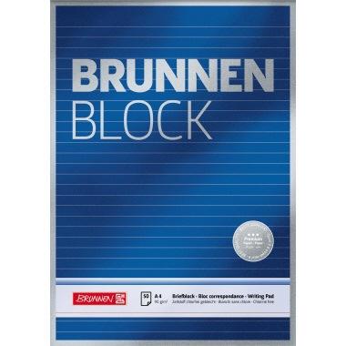 Brunnen Briefblock Premium DIN A4 liniert 90g/m² blau weiß 50 Bl.