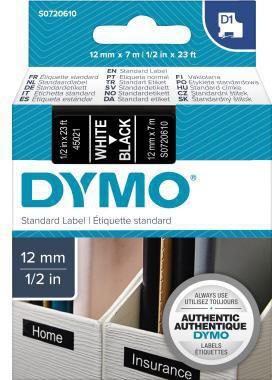 DYMO Schriftbandkassette ® D1 12 mm x 7 m (B x L) schwarz weiß