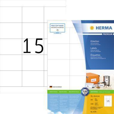 HERMA Universaletikett PREMIUM 70 x 50,8 mm (B x H) nicht wieder ablösbar Papier weiß 1.500 Etik./Pack.