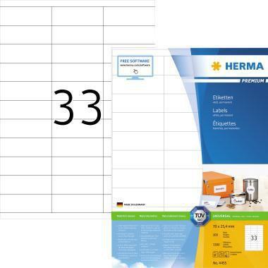HERMA Universaletikett PREMIUM 70 x 25,4 mm (B x H) nicht wieder ablösbar Papier weiß 3.300 Etik./Pack.