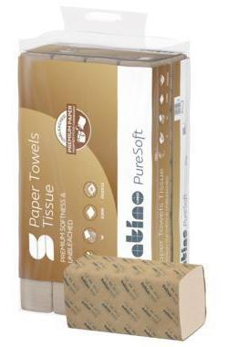 SATINO BY WEPA Papierhandtuch PureSoft 24 x 32 cm (B x L) Papier 100 % recycelte Wellpappe softbeige 25 x 120 Bl./Pack.