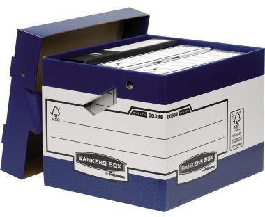 Bankers Box Archivbox ® System Heavy Duty ERGO-BoxT 33,5 x 29,2 x 40,4 cm (B x H x T) DIN A4 DIN A4+ mit Archivdruck Karton 100 % recycelt blau/weiß