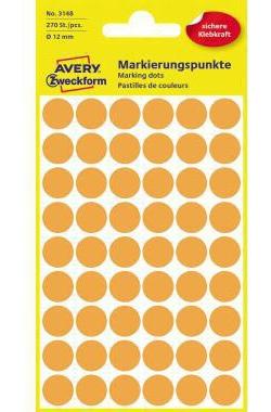 AVERY Zweckform Markierungspunkt 12mm Papier leuchtorange 270 Etik./Pack.