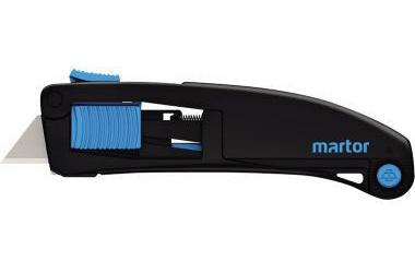 MARTOR Sicherheitsmesser SECUPRO MAXISAFE Mehrweg 19mm 17,2mm 1 Glied nicht zusammenklappbar Bandstahl nicht rostfrei schwarz/cyan